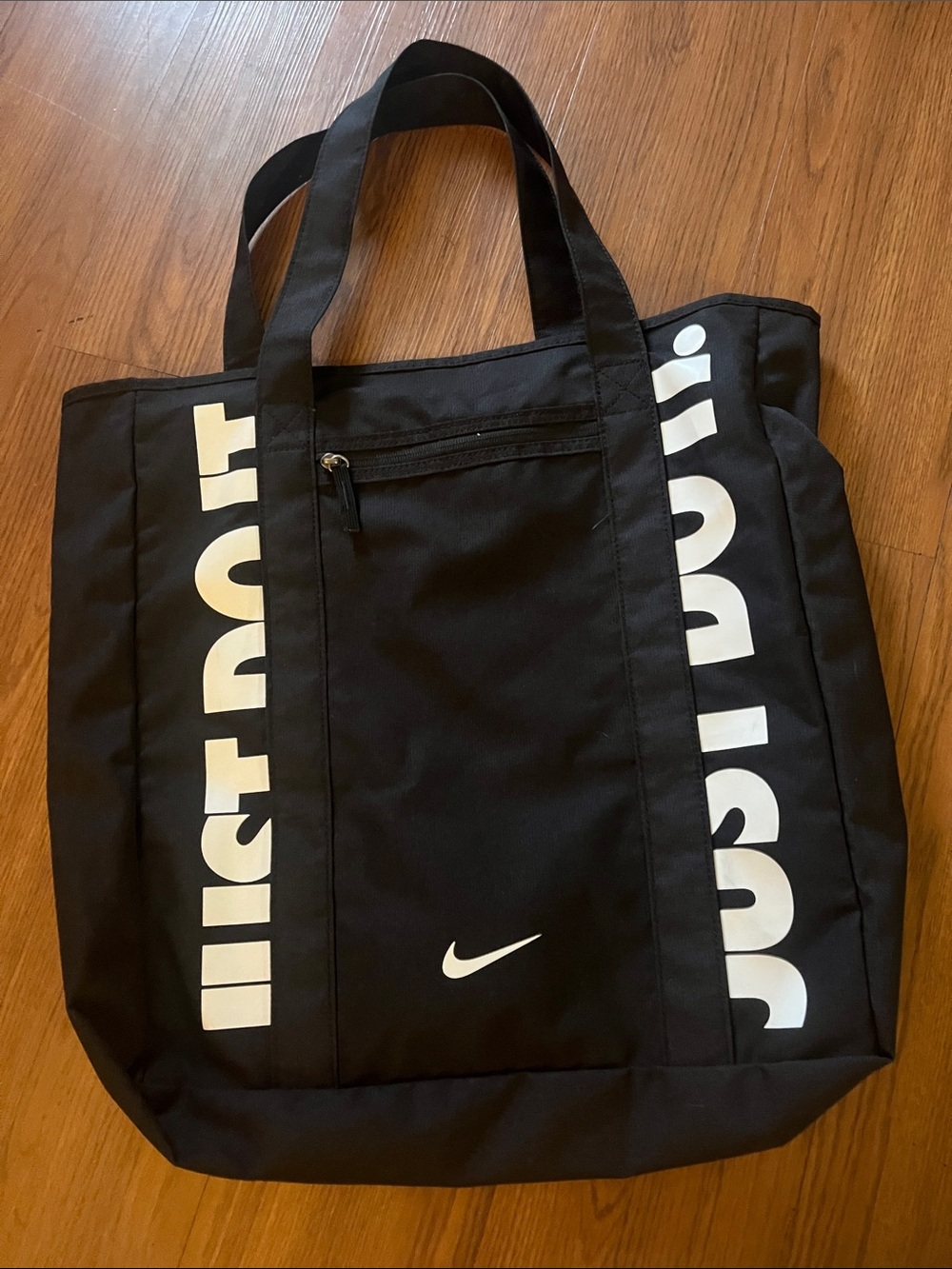 Nike Black Tote Bag with White 'Just Do It' Graphics